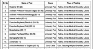 Fatima Jinnah Medical University Job
